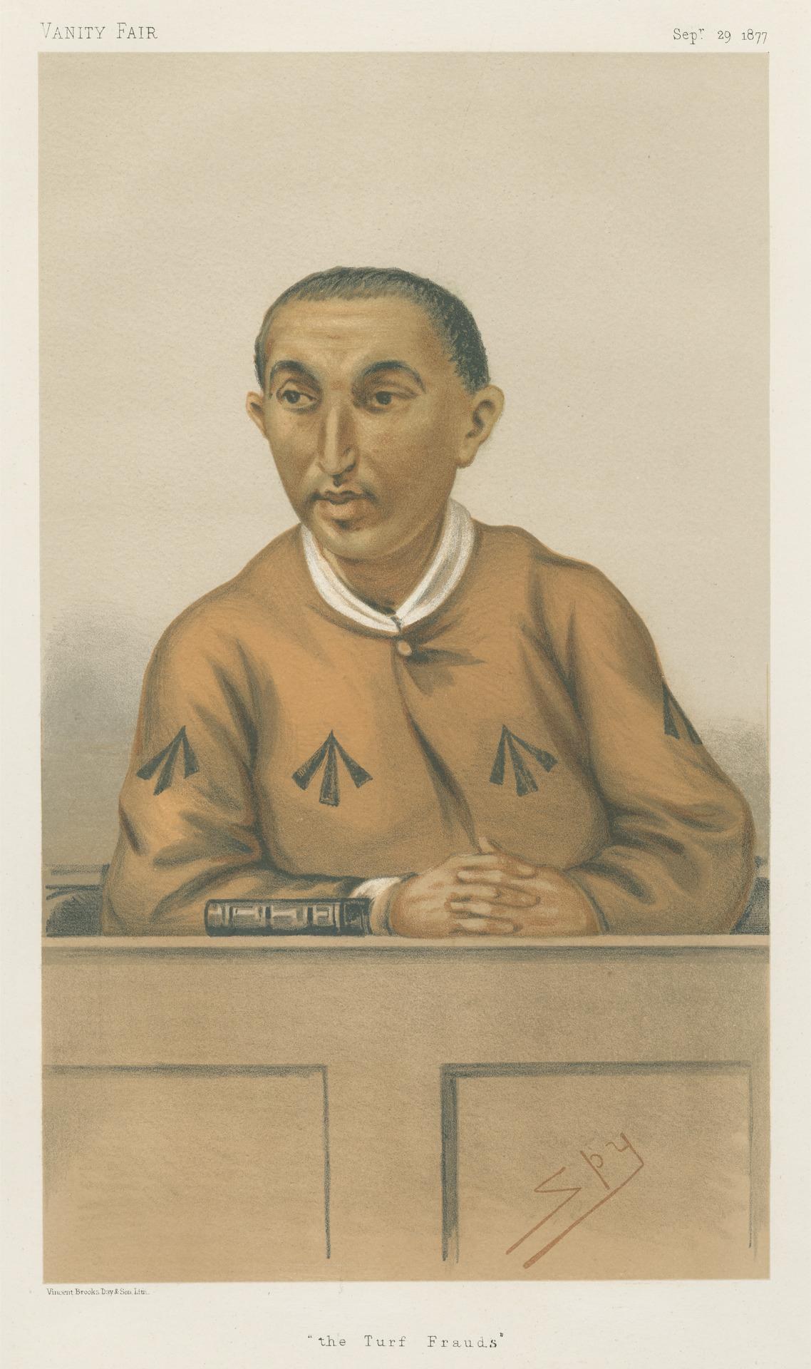 Ein Mann in einem weißen Hemd und dunklen Hosen sitzt an einem Tisch mit gefalteten Händen, sein Gesichtsausdruck ernst, mit dem Text "Die Rasenbetrug" unten.