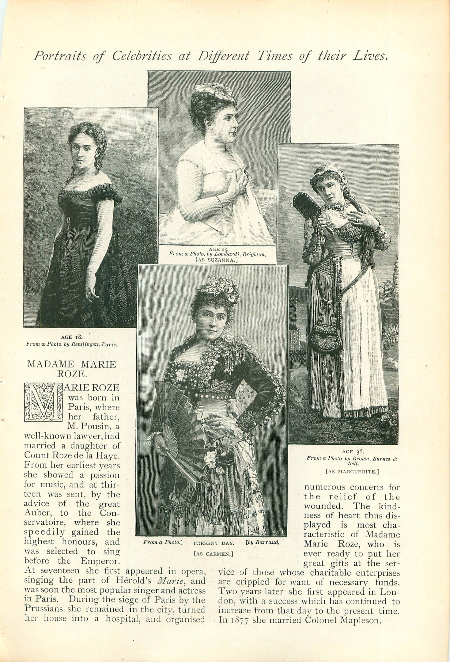 Ein Buchumschlag mit der Aufschrift 'Porträts von Prominenten zu verschiedenen Zeiten ihres Lebens', das eine zentrale Illustration einer Frau in einem hochgeschlossenen, langärmeligen Kleid mit einem Dutt zeigt.