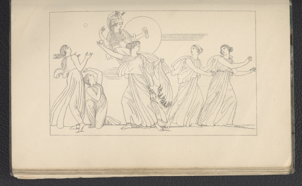 Ein Buchumschlag mit einer lebendigen Illustration einer Gruppe tanzender Frauen in harmonischen, synchronen Posen, mit detaillierten Kleidungsstücken und Gesichtern.