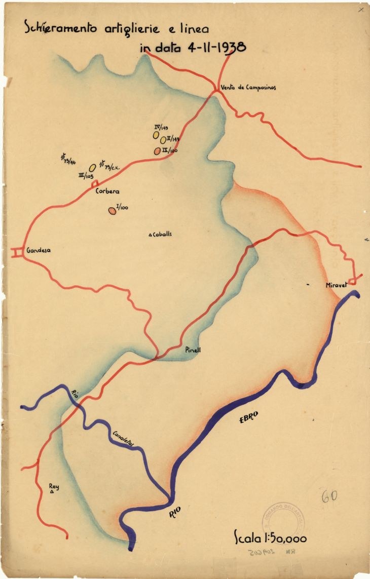 Detailierte Karte der Schlachtwege der Italienischen Armee im Ersten Weltkrieg, die geografische Merkmale, Städte, Dörfer und mit Soldatenamen und Ereignisdaten annotiert zeigt.